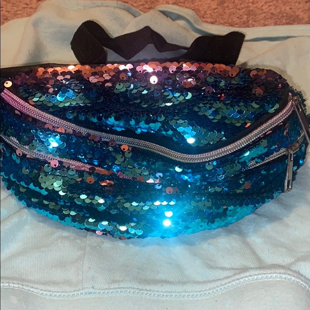 Blue and pink sequence Fannypack